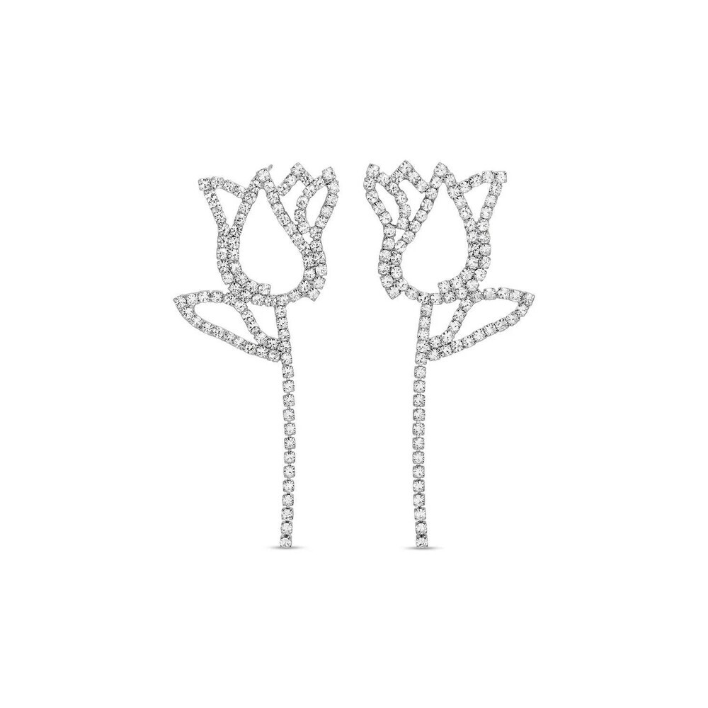 EYE CANDY Los Angeles Dahlia Drop Statement Tulip Earrings Glass Crystal NIB - Picture 2 of 6